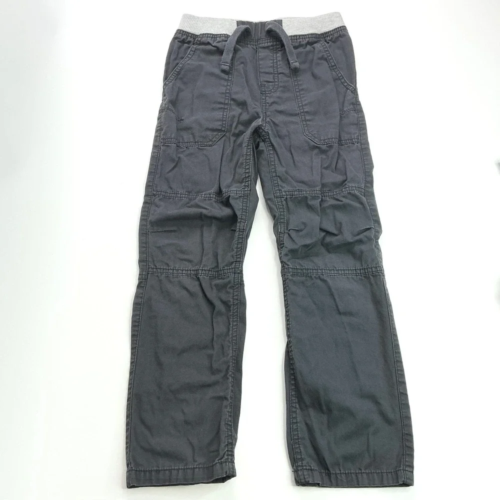 OshKosh Gray Canvas Pull On Pants Kids Size 8 Articulated Knee Utility